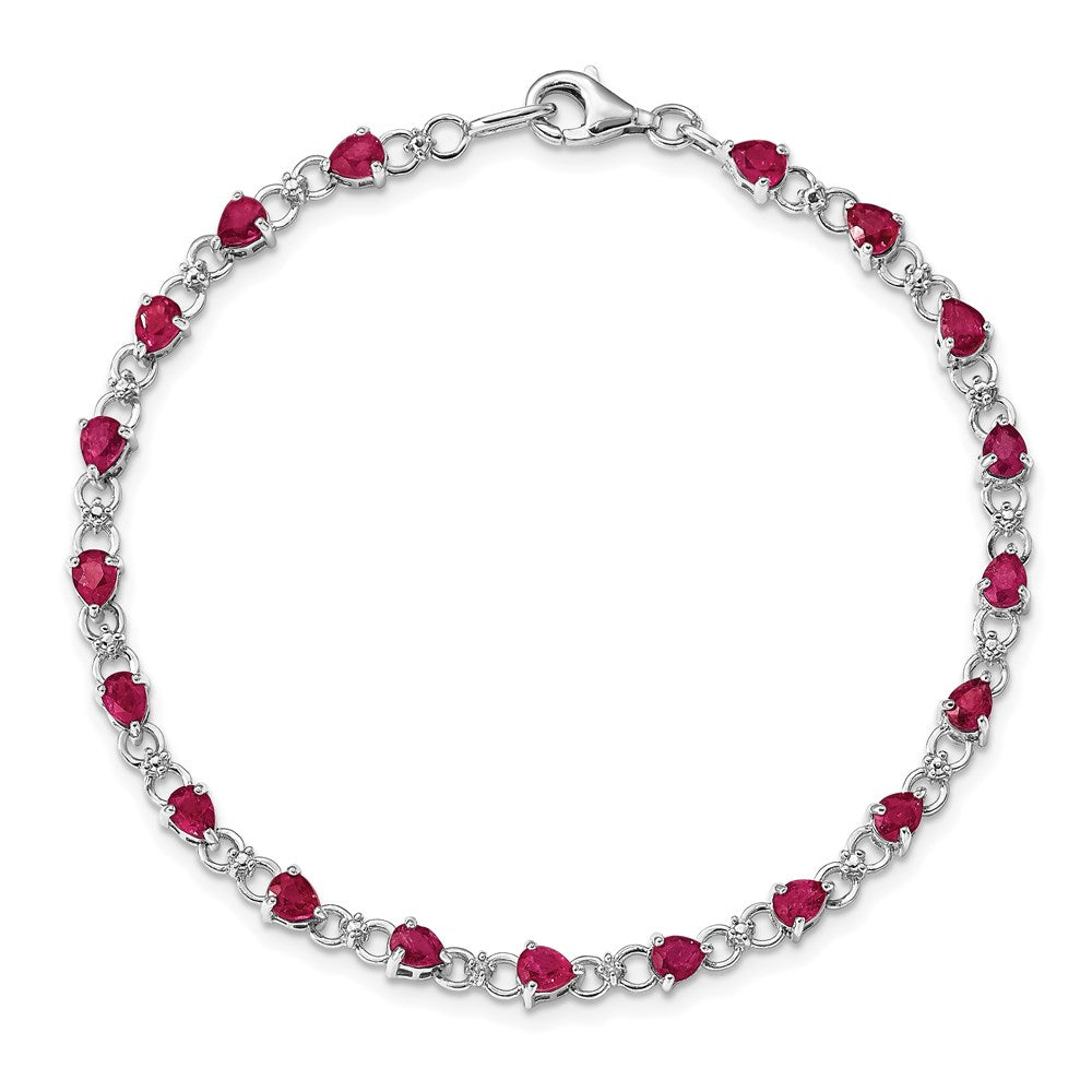 Sterling Silver Rhodium-plated Composite Ruby and Diamond Bracelet