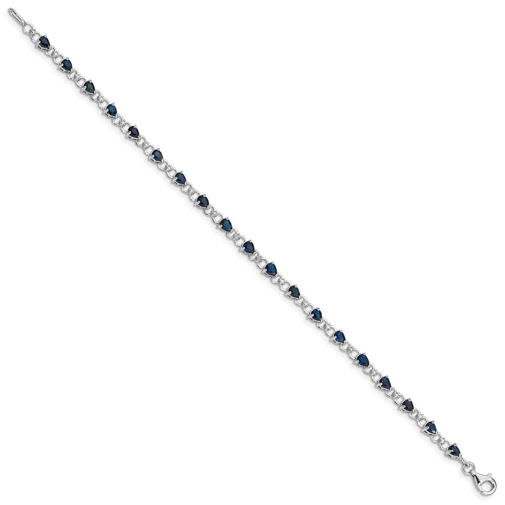 Sterling Silver Rhodium-plated Sapphire and Diamond Bracelet