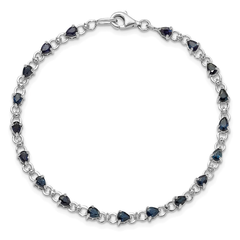 Sterling Silver Rhodium-plated Sapphire and Diamond Bracelet