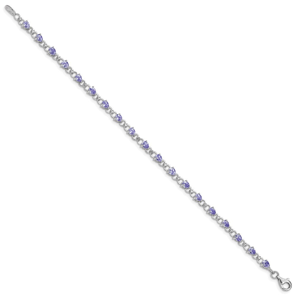 Sterling Silver Rhodium-plated Tanzanite and Diamond Bracelet