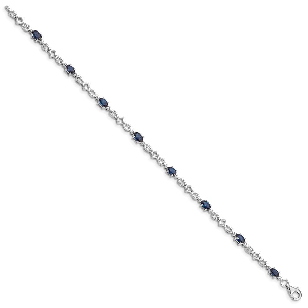 Sterling Silver Rhodium-plated Sapphire and Diamond Bracelet