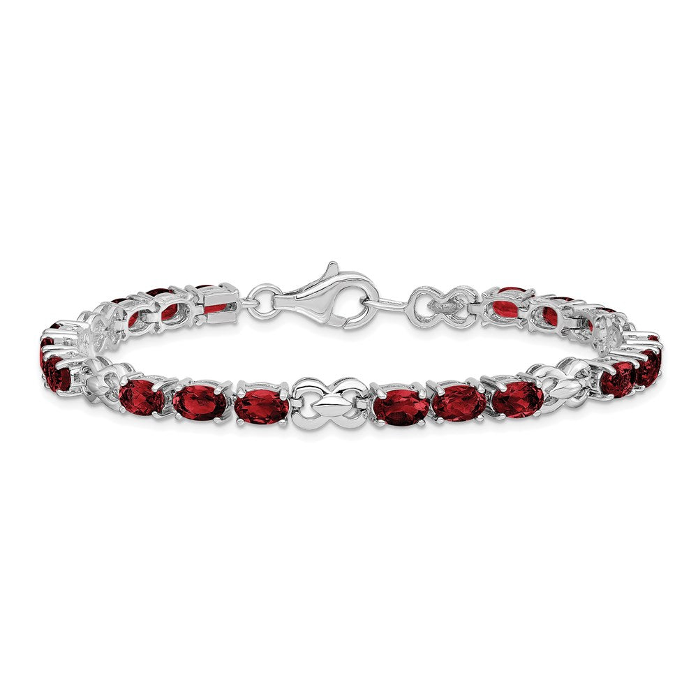 Sterling Silver Rhodium-plated Garnet Bracelet