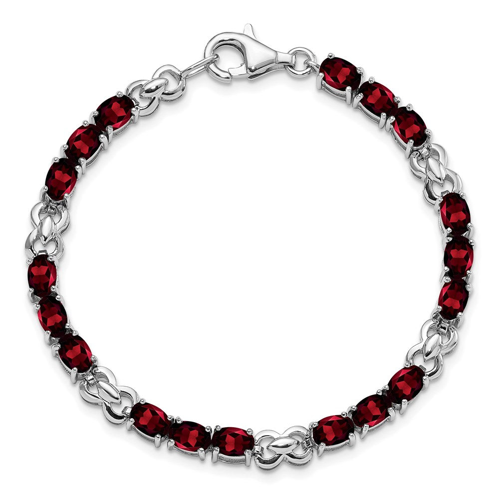 Sterling Silver Rhodium-plated Garnet Bracelet