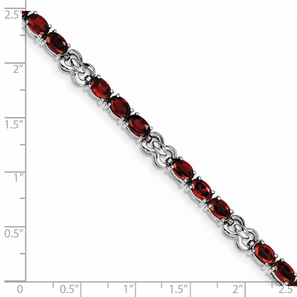 Sterling Silver Rhodium-plated Garnet Bracelet