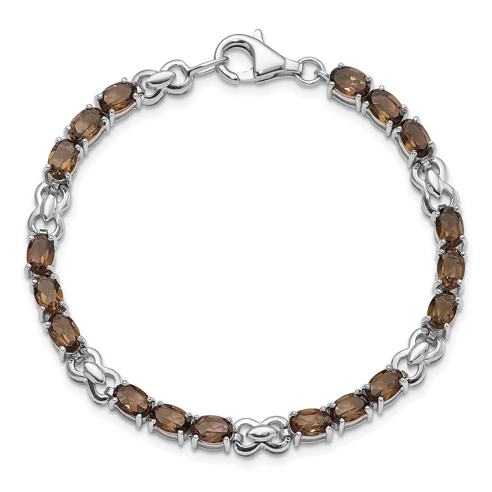 Sterling Silver Rhodium-plated Smoky Quartz Bracelet