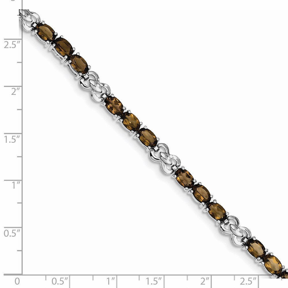 Sterling Silver Rhodium-plated Smoky Quartz Bracelet