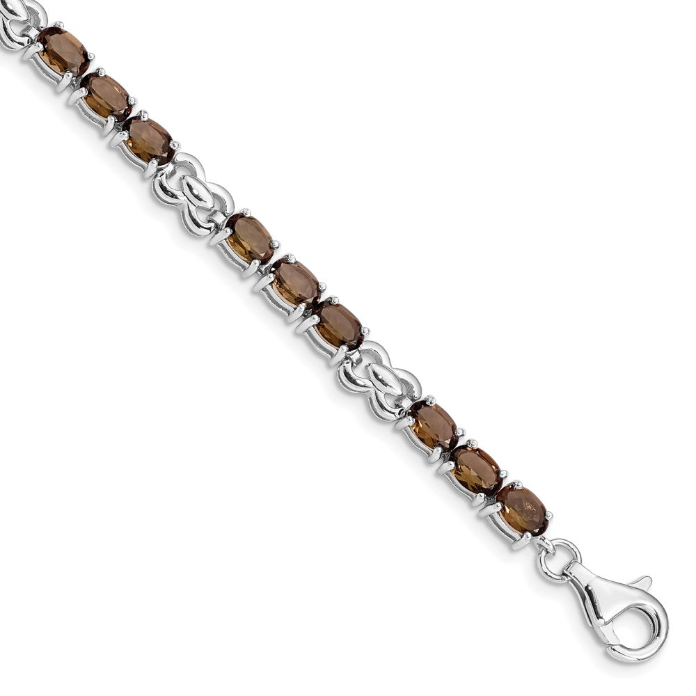 Sterling Silver Rhodium-plated Smoky Quartz Bracelet