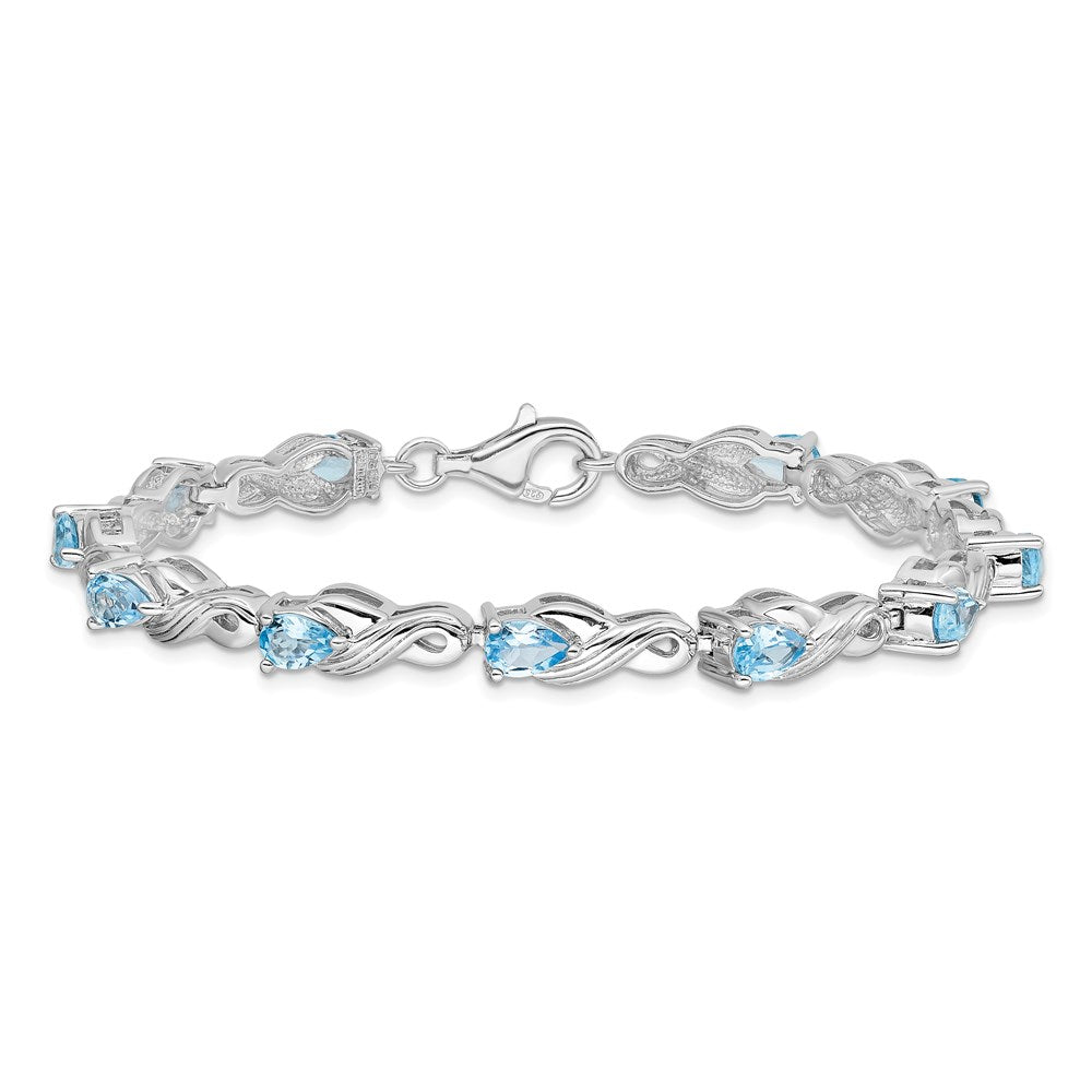 Sterling Silver Rhodium-plated Blue Topaz Bracelet