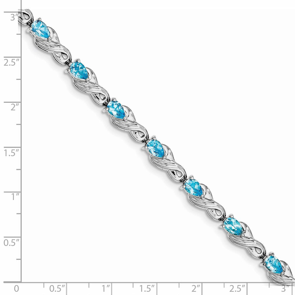 Sterling Silver Rhodium-plated Blue Topaz Bracelet