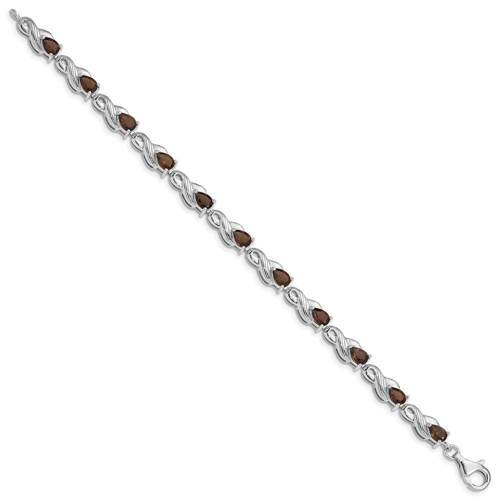 Sterling Silver Rhodium-plated Smoky Quartz Bracelet