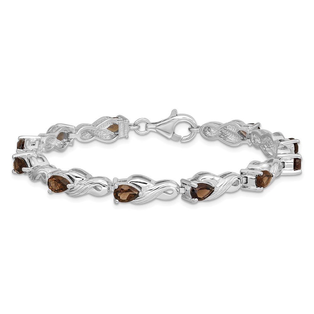 Sterling Silver Rhodium-plated Smoky Quartz Bracelet