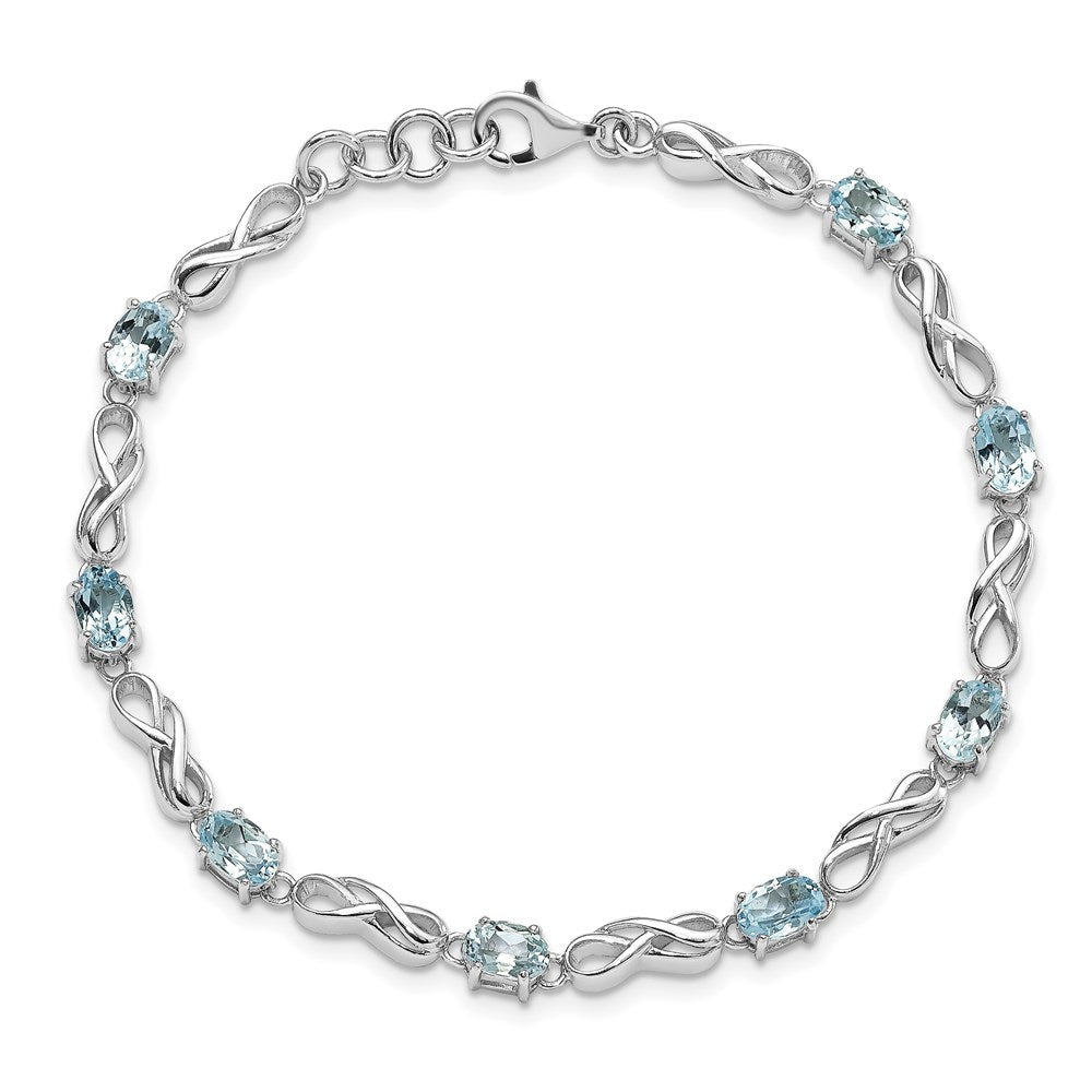 Sterling Silver Rhodium-plated Blue Topaz Figure 8 Bracelet