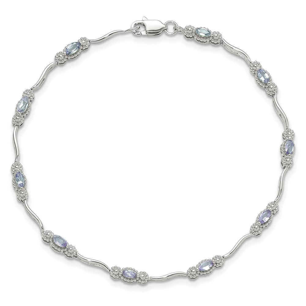 Stering Silver Rhodium-plated Polished Tanzanite 7.5 inch Bracelet