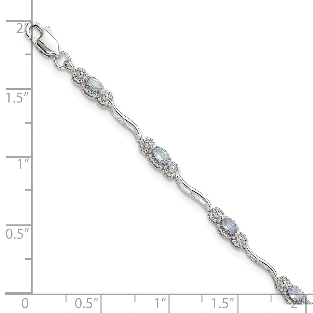 Stering Silver Rhodium-plated Polished Tanzanite 7.5 inch Bracelet