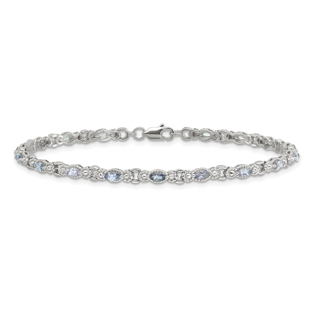 Sterling Silver Rhodium-plated Polished Tanzanite 7.5 inch Bracelet