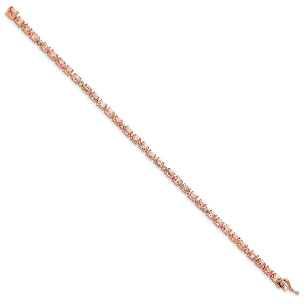 Sterling Silver Rhod & Rose Gold-plate Morg./Crtd. Wht. Sapphire Bracelet