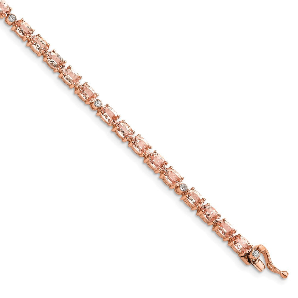 Sterling Silver Rhod & Rose Gold-plate Morg./Crtd. Wht. Sapphire Bracelet