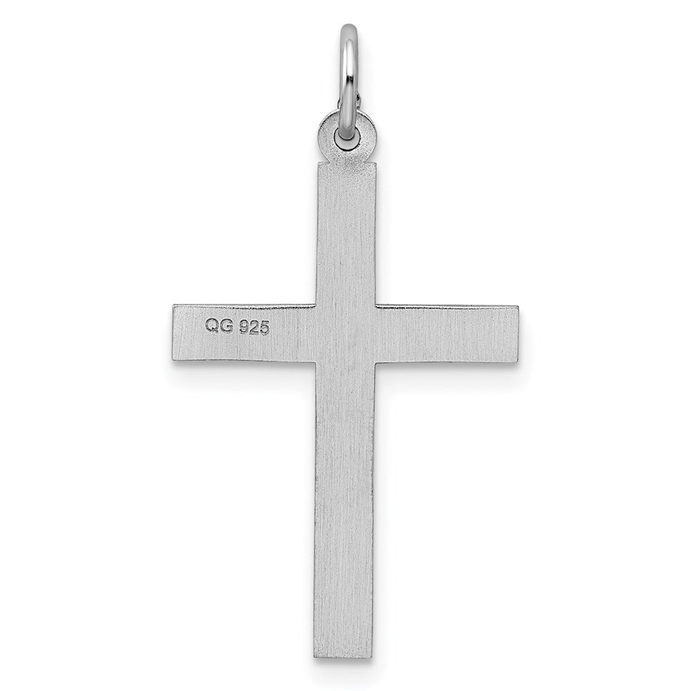 Sterling Silver Rhodium-plated Laser Designed Cross Pendant