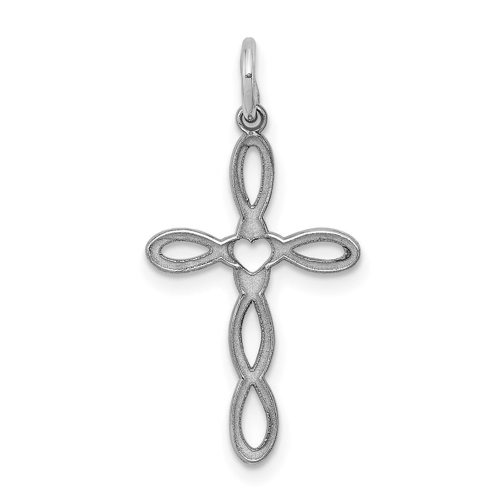 Sterling Silver Rhodium-plated Laser Designed Cross Pendant