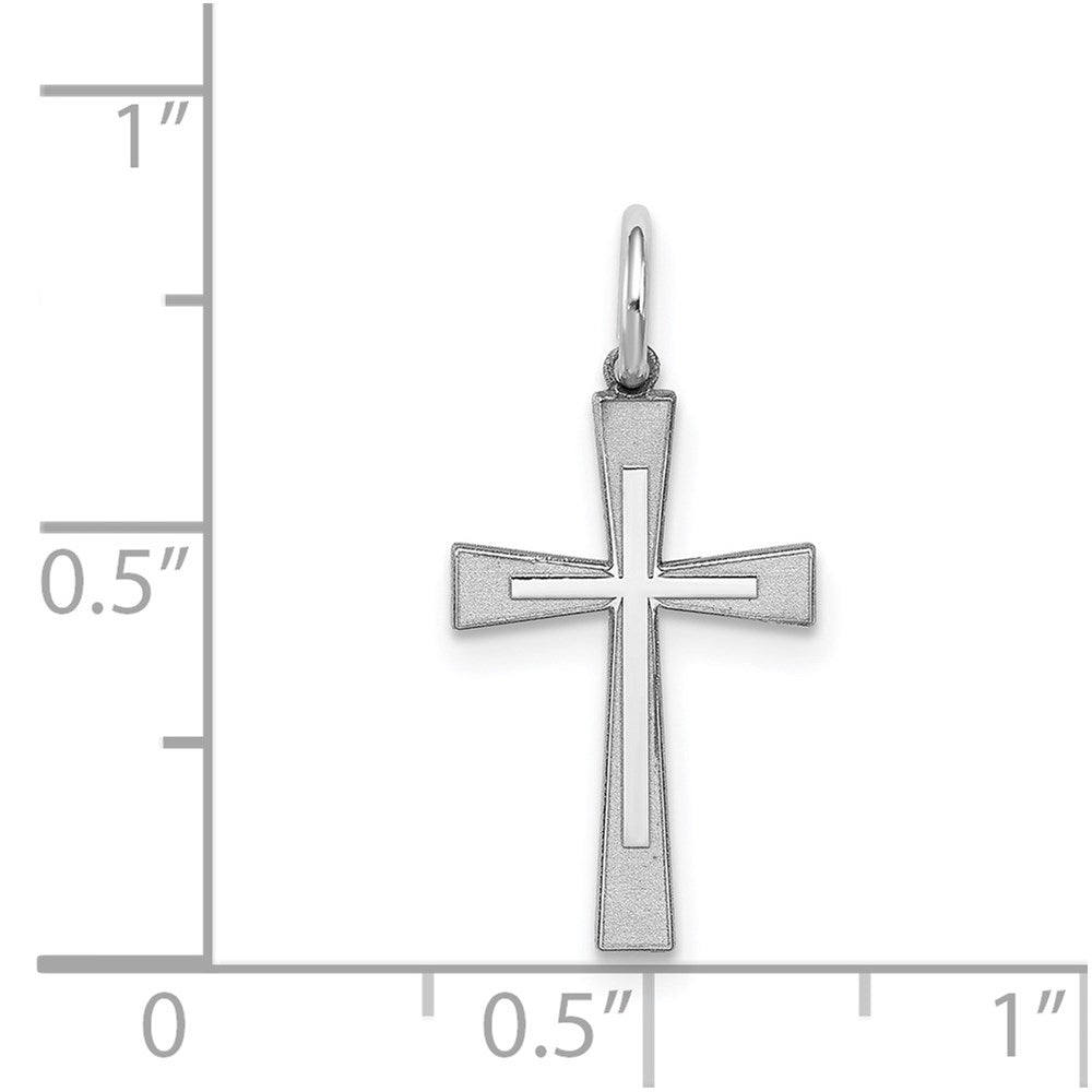 Sterling Silver Rhodium-plated Laser Designed Cross Charm