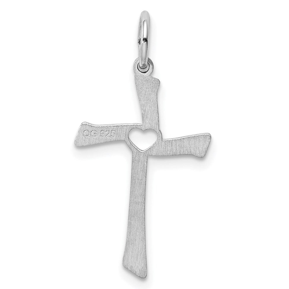 Sterling Silver Rhodium-plated Laser Designed Cross Pendant