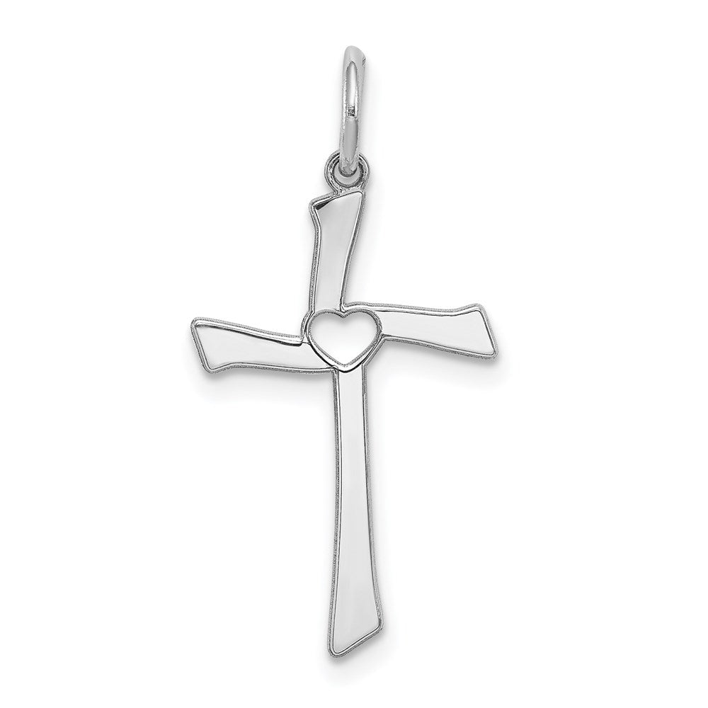 Sterling Silver Rhodium-plated Laser Designed Cross Pendant