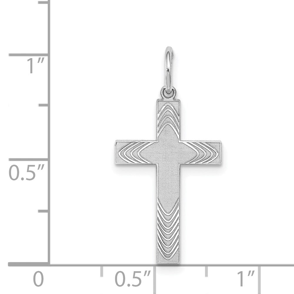 Sterling Silver Rhodium-plated Laser Designed Cross Pendant