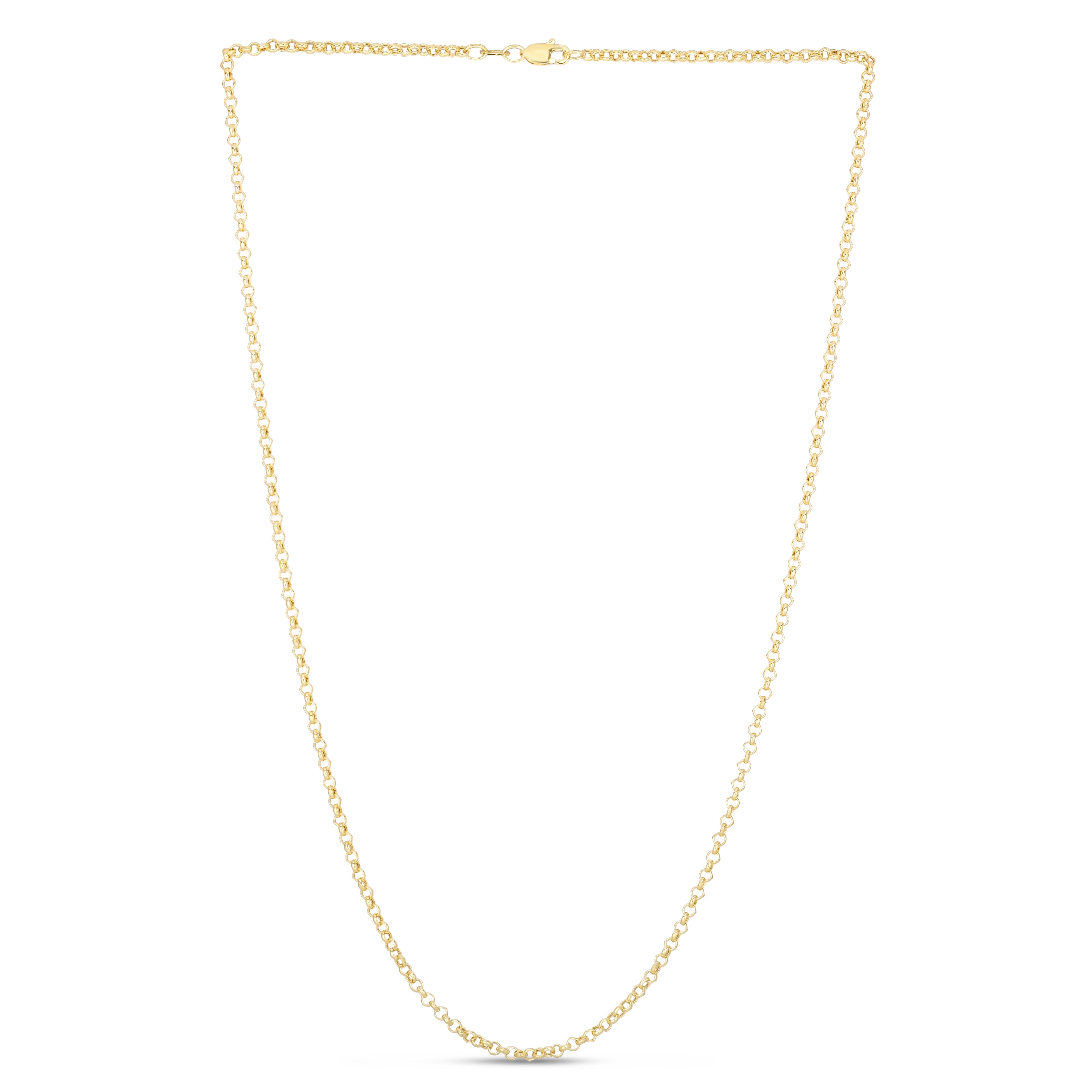 14K Yellow Gold 2.5mm Lite Rolo 30" Chain with Lobster Lock