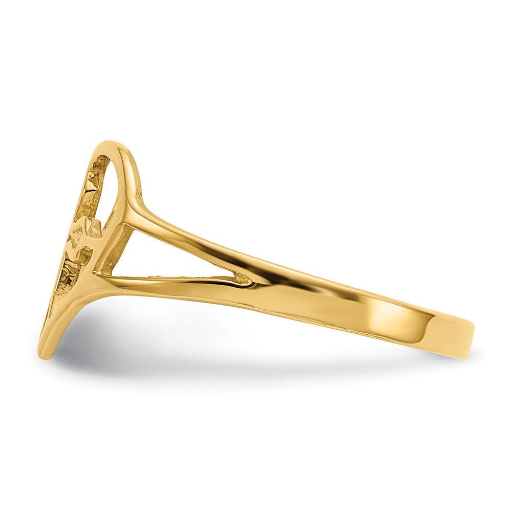 14k Cross in Heart Ring