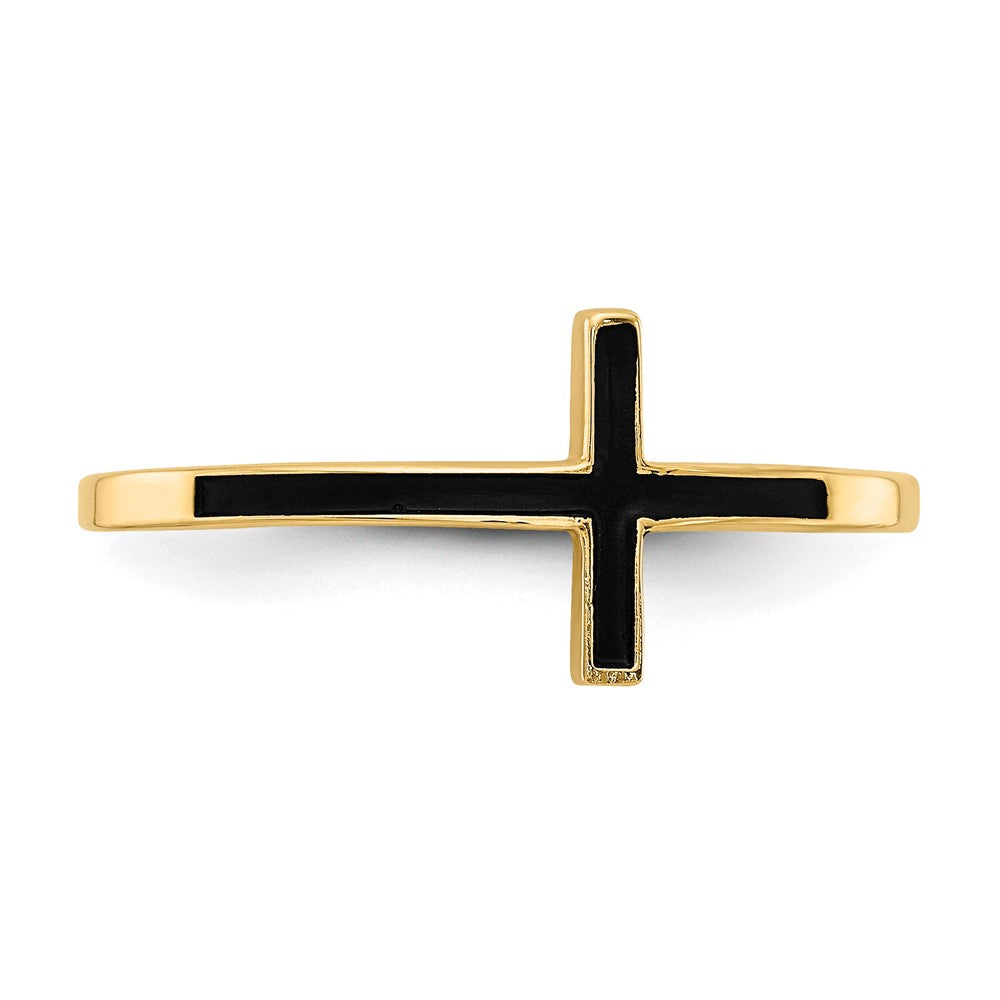 14k Antiqued Sideways Cross Ring