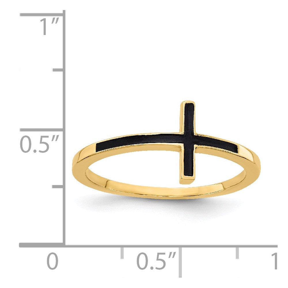 14k Antiqued Sideways Cross Ring