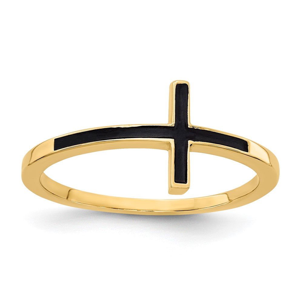 14k Antiqued Sideways Cross Ring