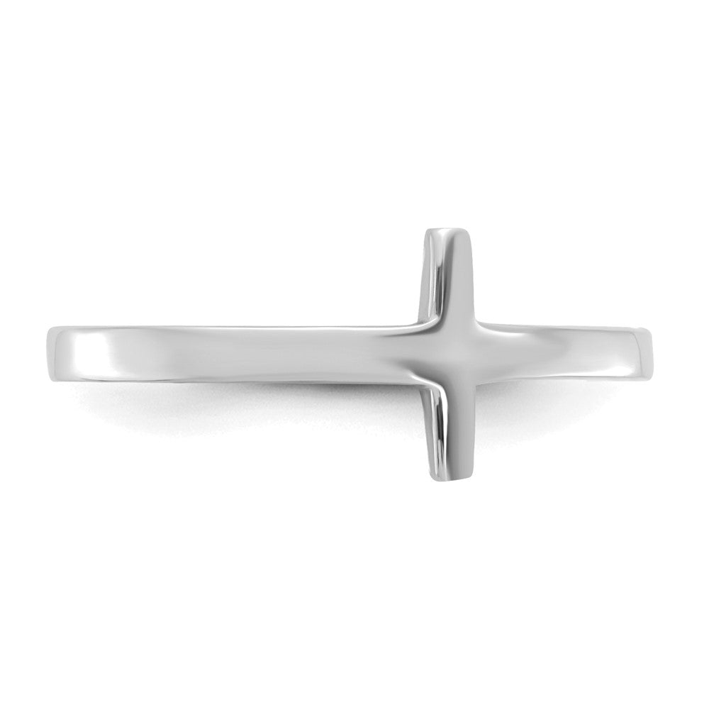 14k White Gold Sideways Cross Ring