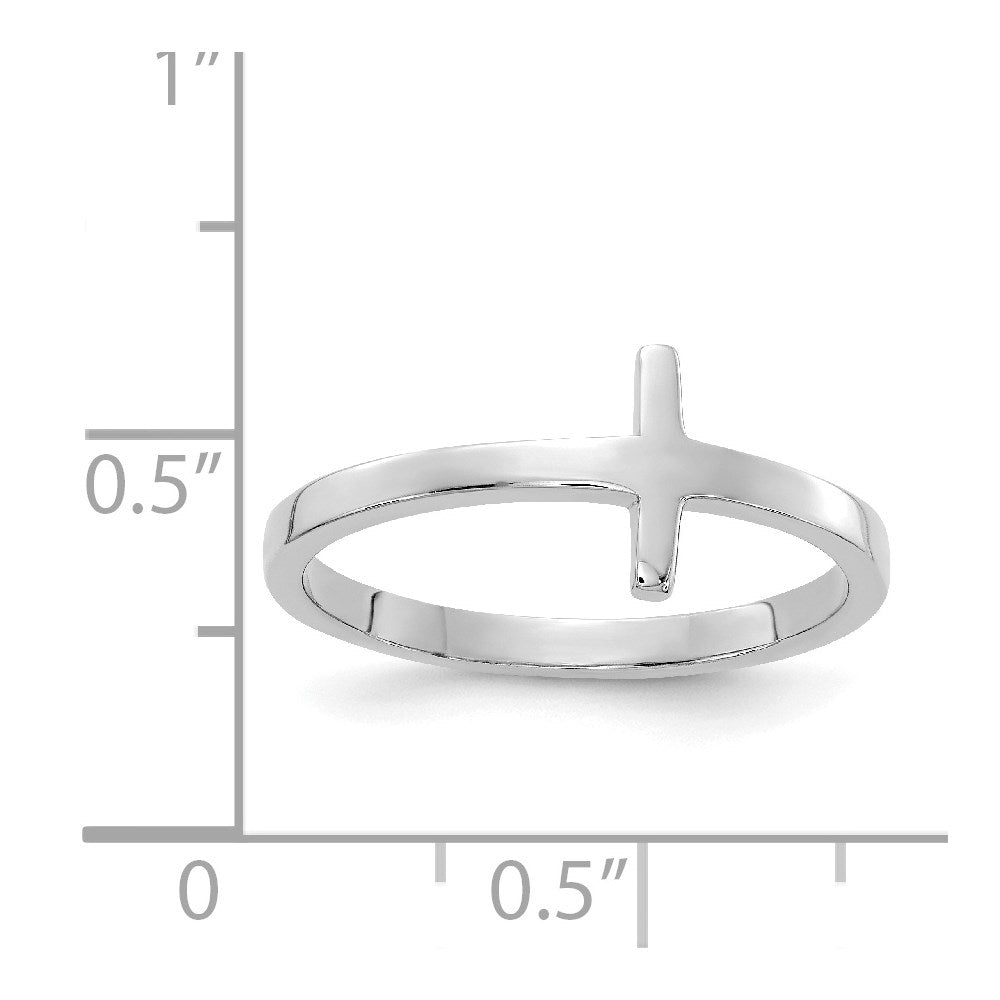 14k White Gold Sideways Cross Ring