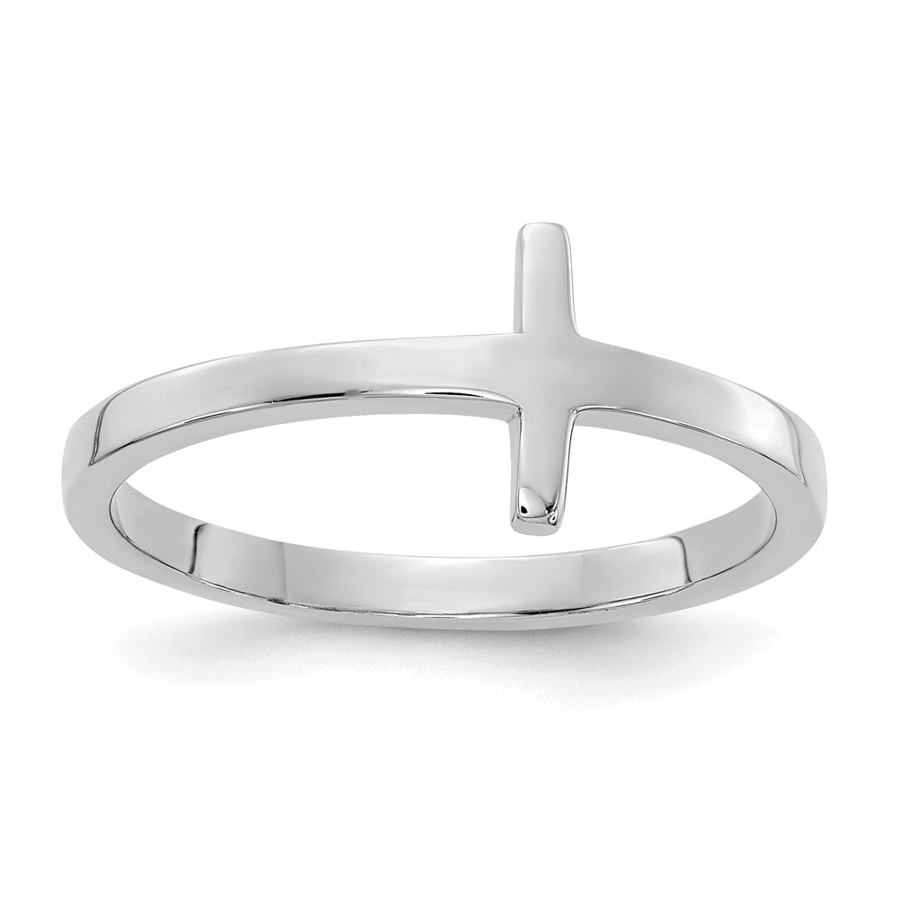 14k White Gold Sideways Cross Ring