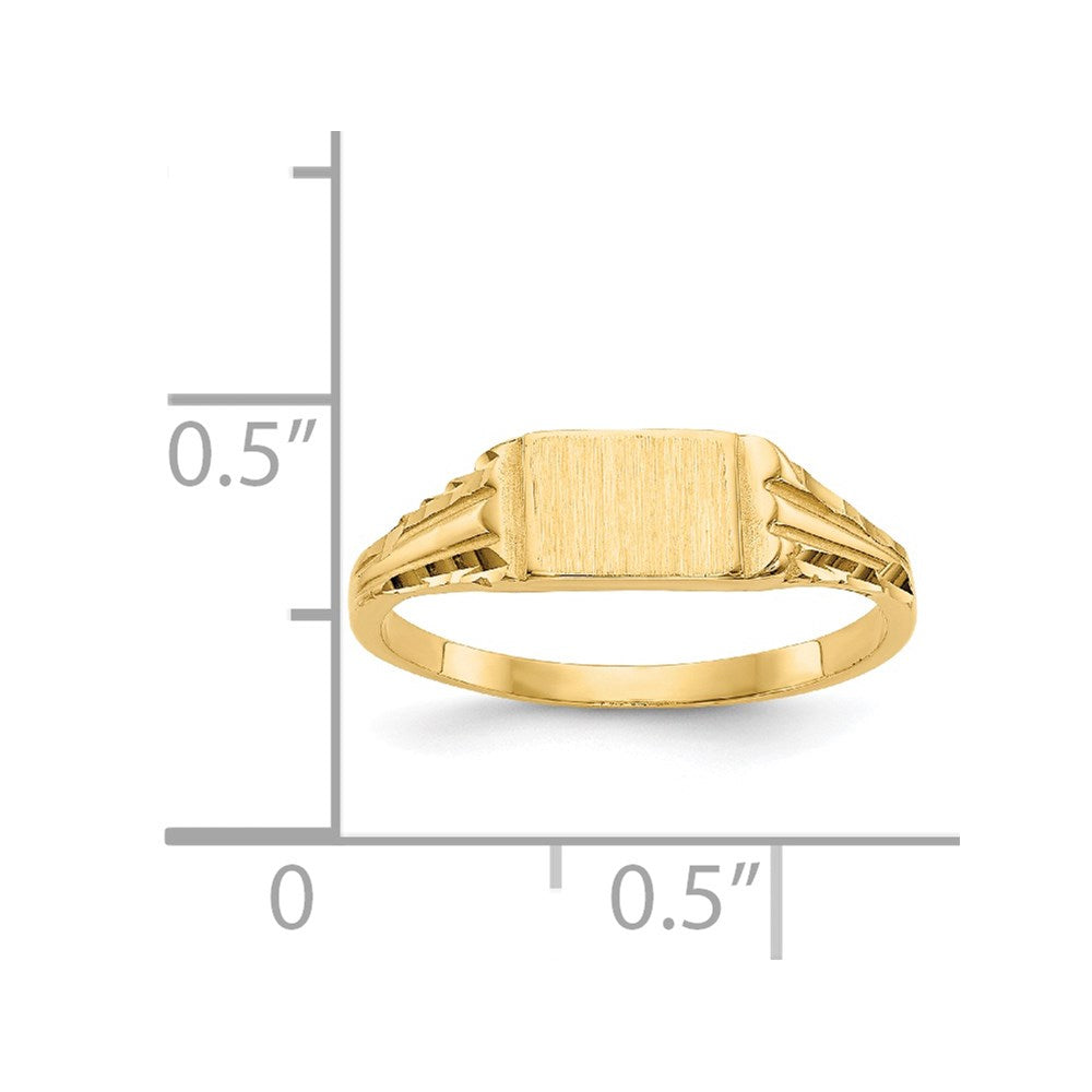 14k Childs Diamond-Cut Signet Ring