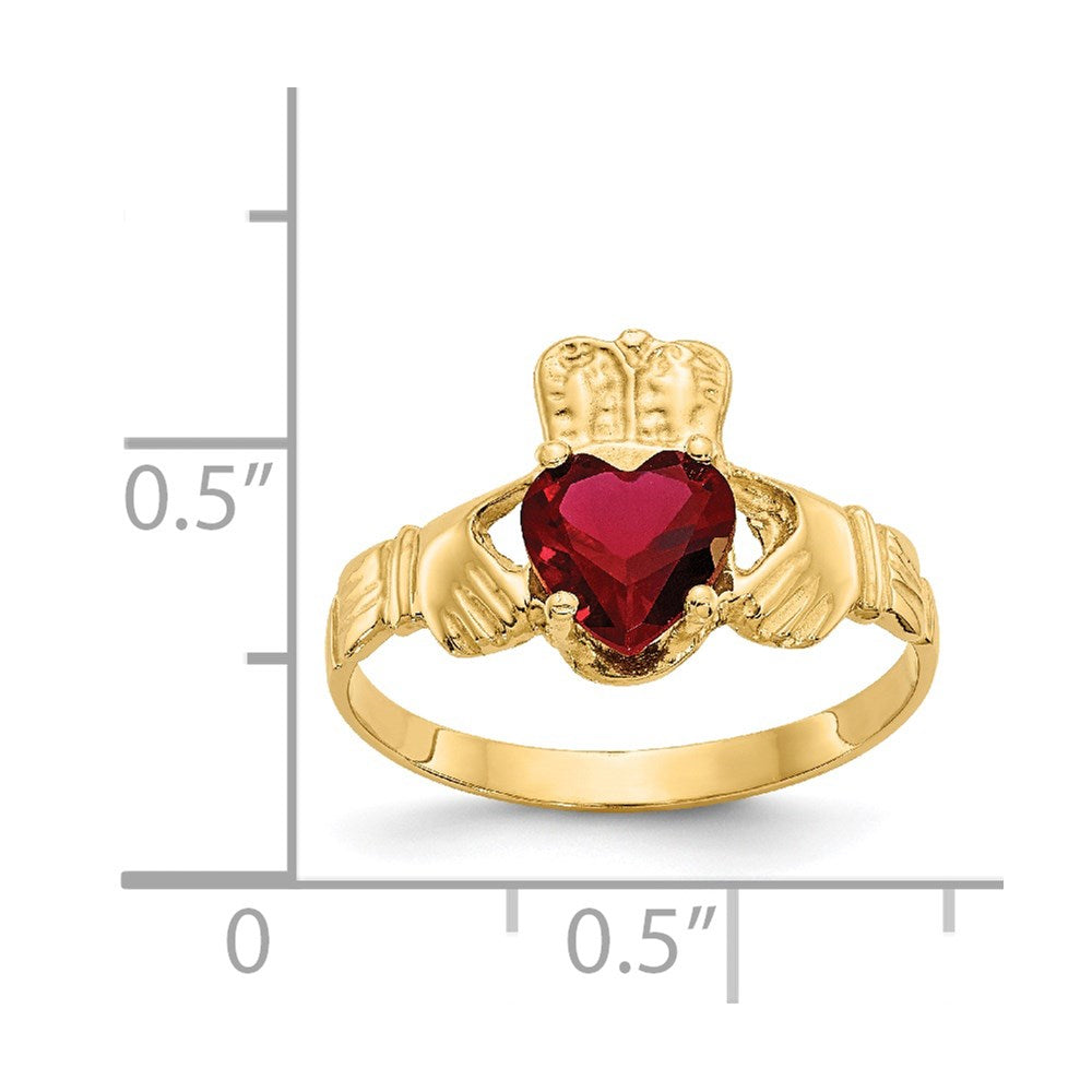 14k January CZ Birthstone Claddagh Ring