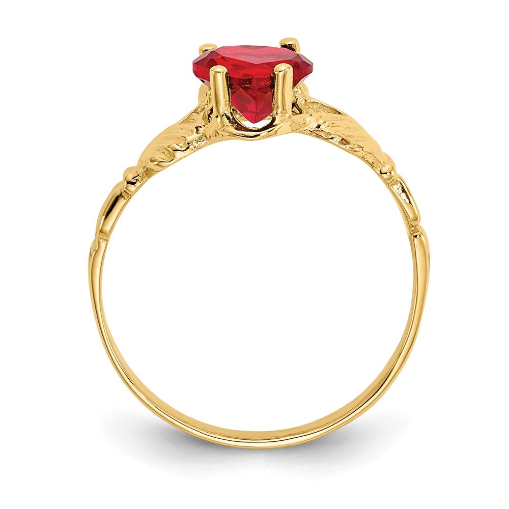 14k July CZ Birthstone Claddagh Ring