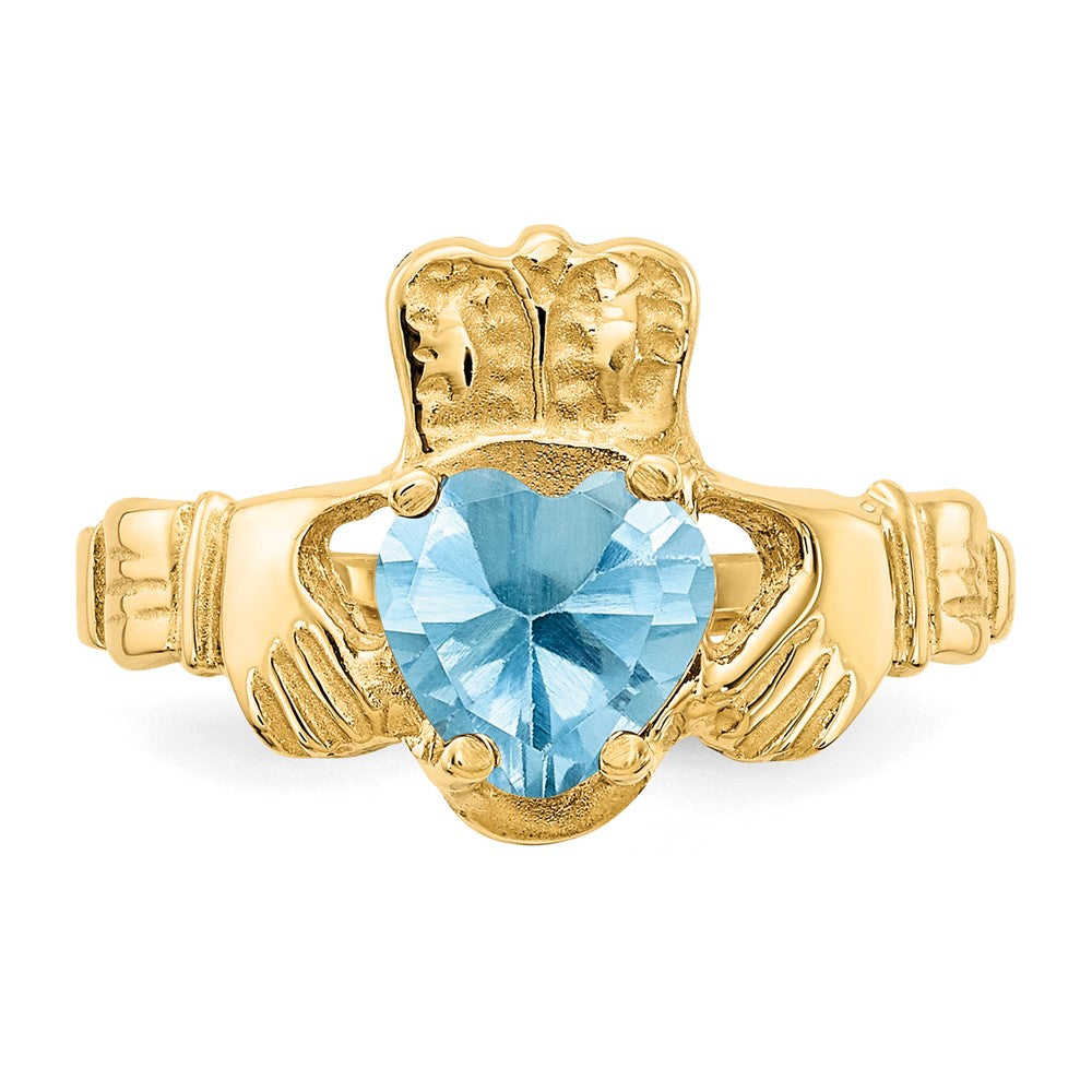 14k December CZ Birthstone Claddagh Ring