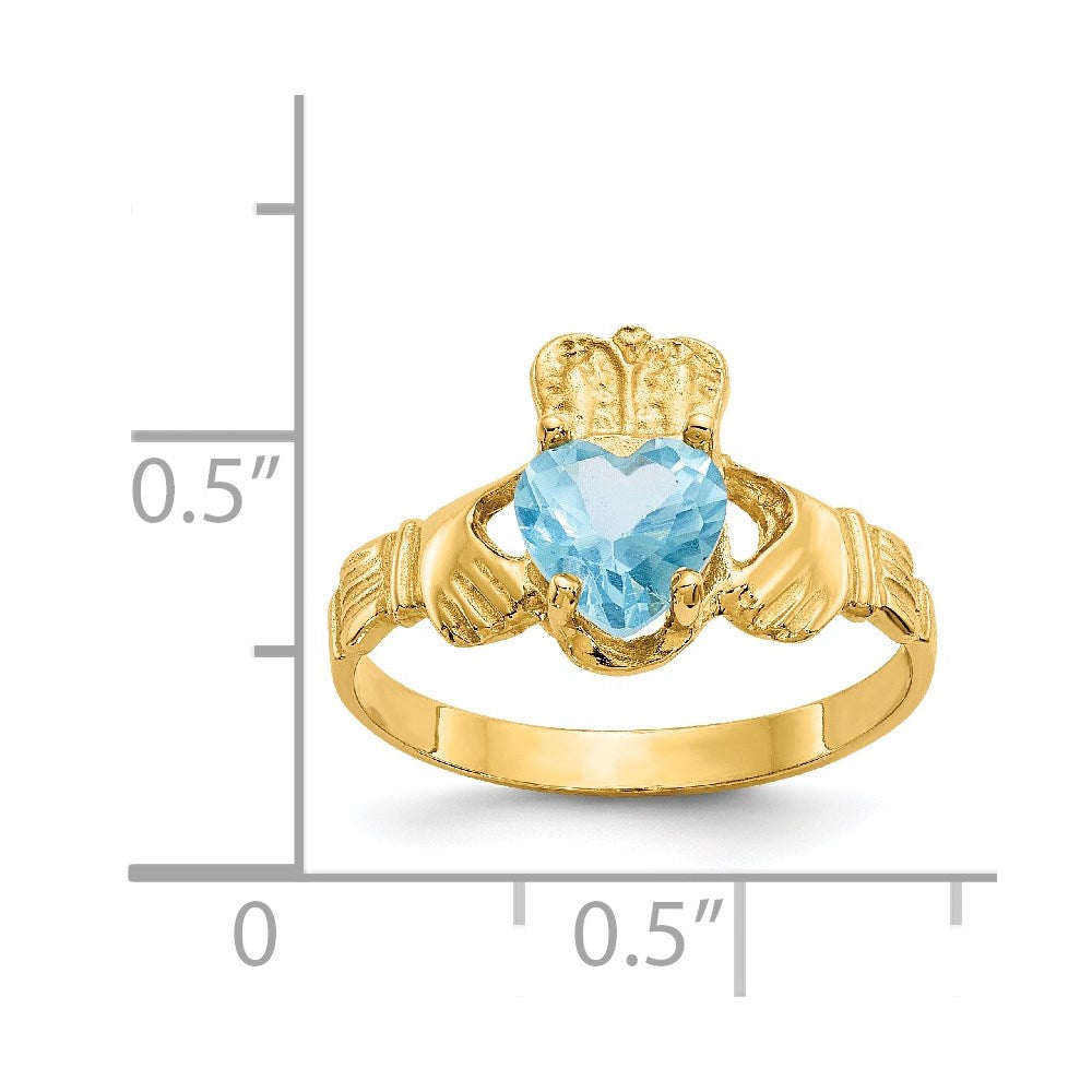 14k December CZ Birthstone Claddagh Ring