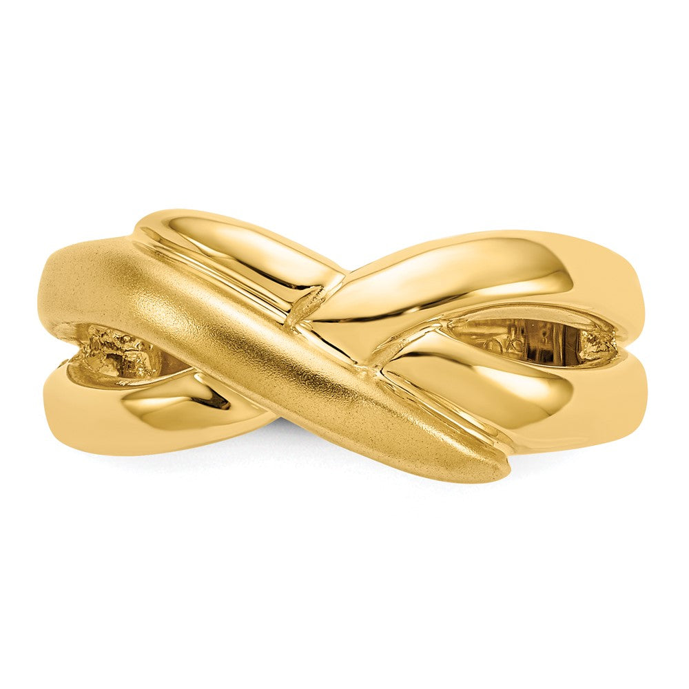 14K Polished & Satin Swirl Cross-over Dome Ring