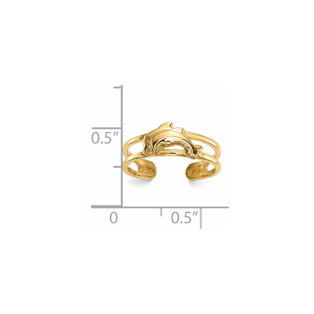 14k Dolphins Toe Ring