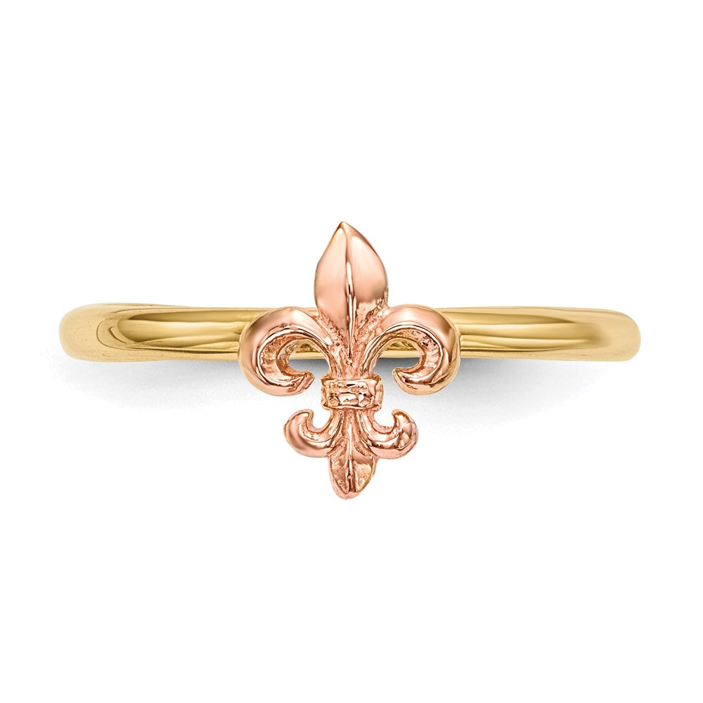 14k Two-tone Polished Fleur de Lis Ring