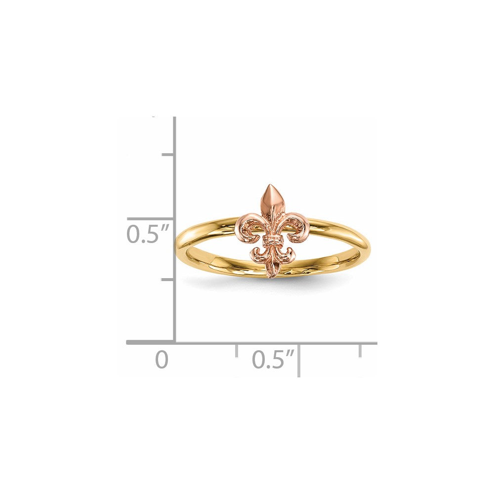 14k Two-tone Polished Fleur de Lis Ring