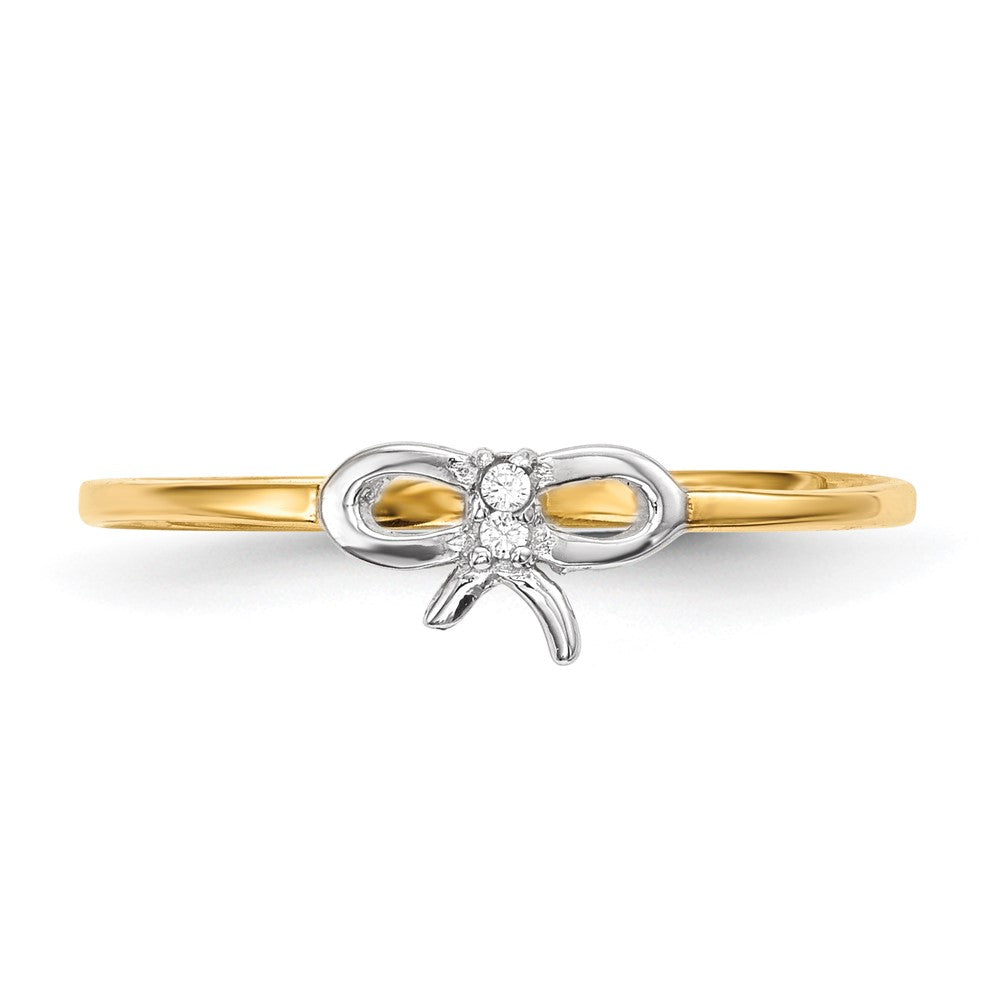 14k w/Rhodium CZ Bow Ring