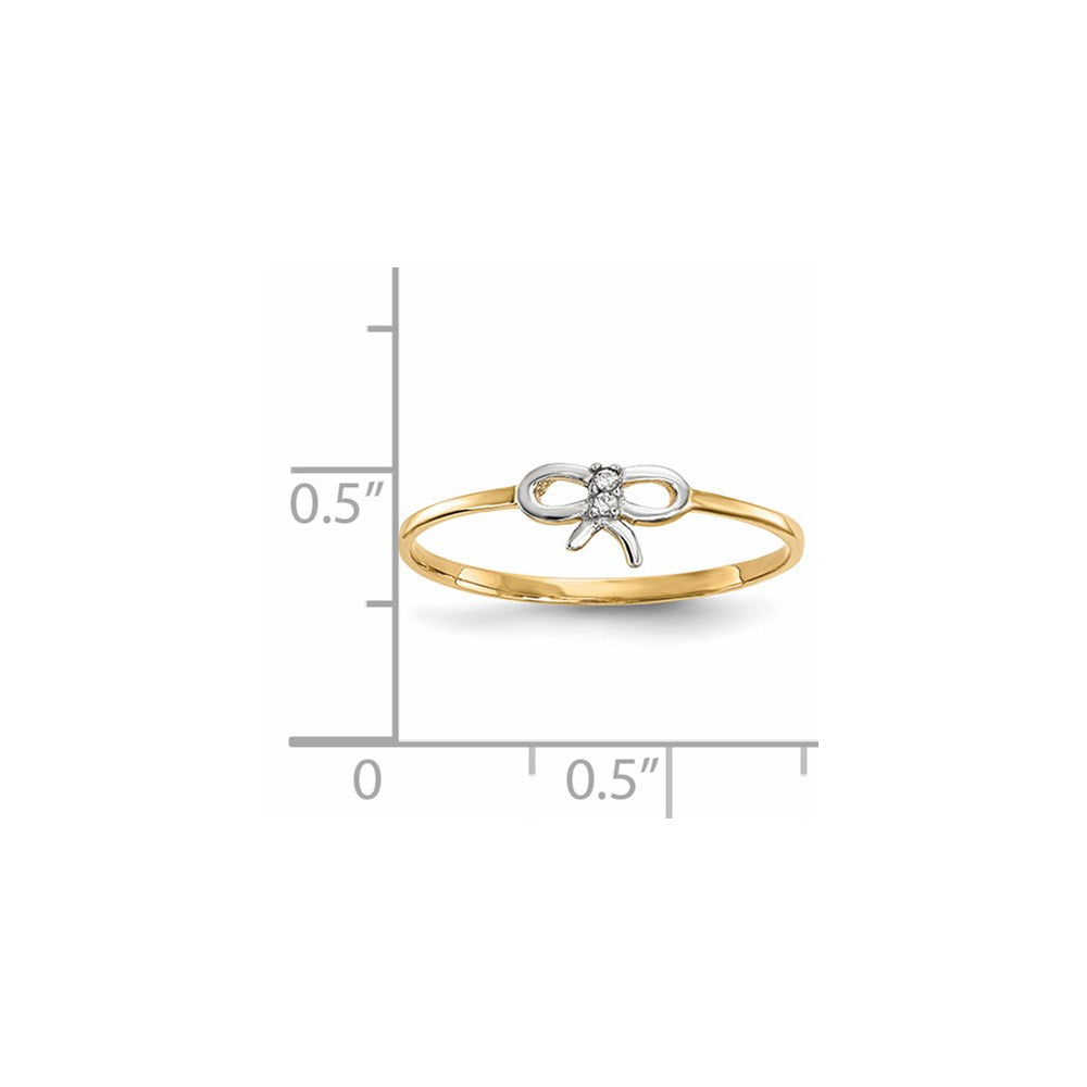 14k w/Rhodium CZ Bow Ring