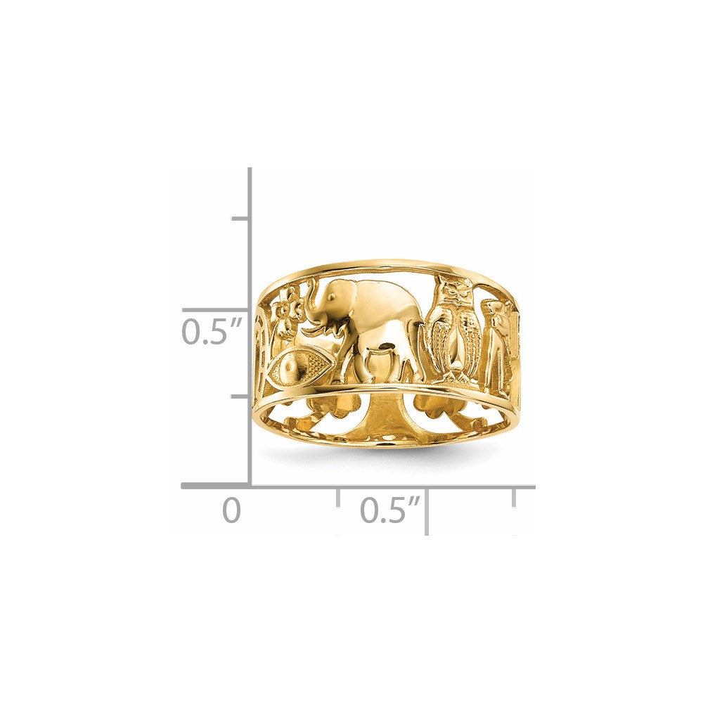 14k Lucky Symbols Cut Out 9mm Band