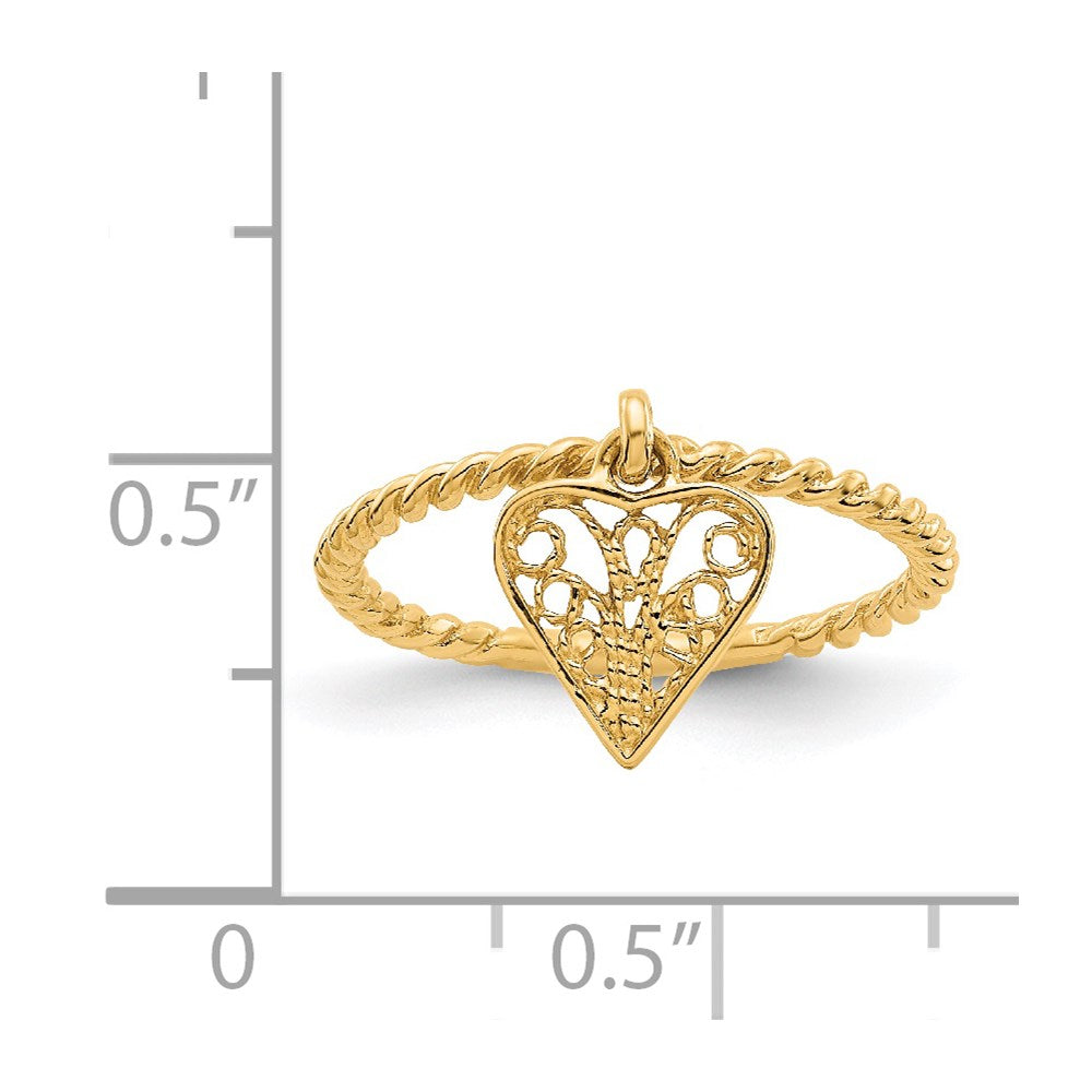 14k Dangle Heart Ring