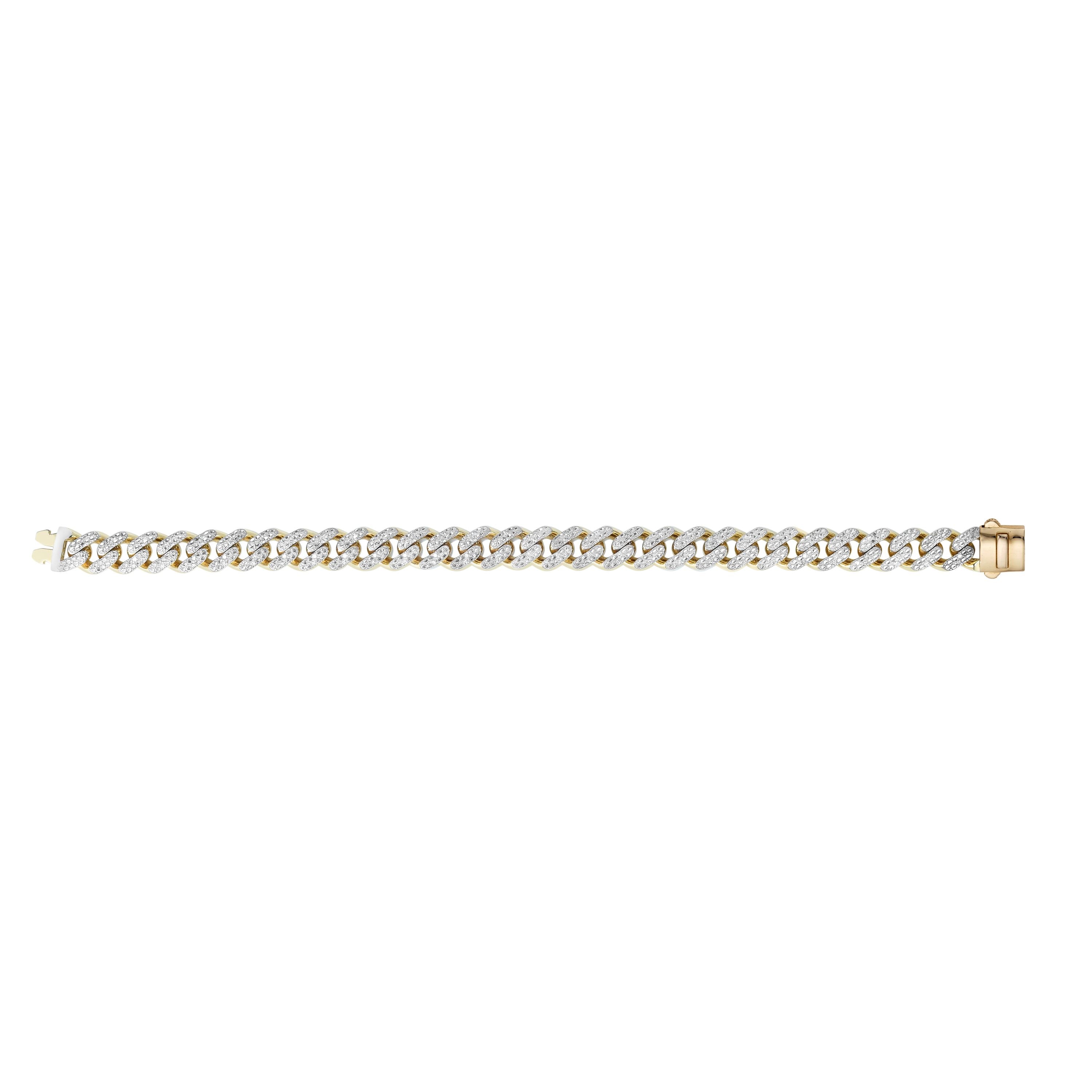 14K Yellow Gold 9.5mm Lite Miami Cuban 8" Bracelet with Diamonds 