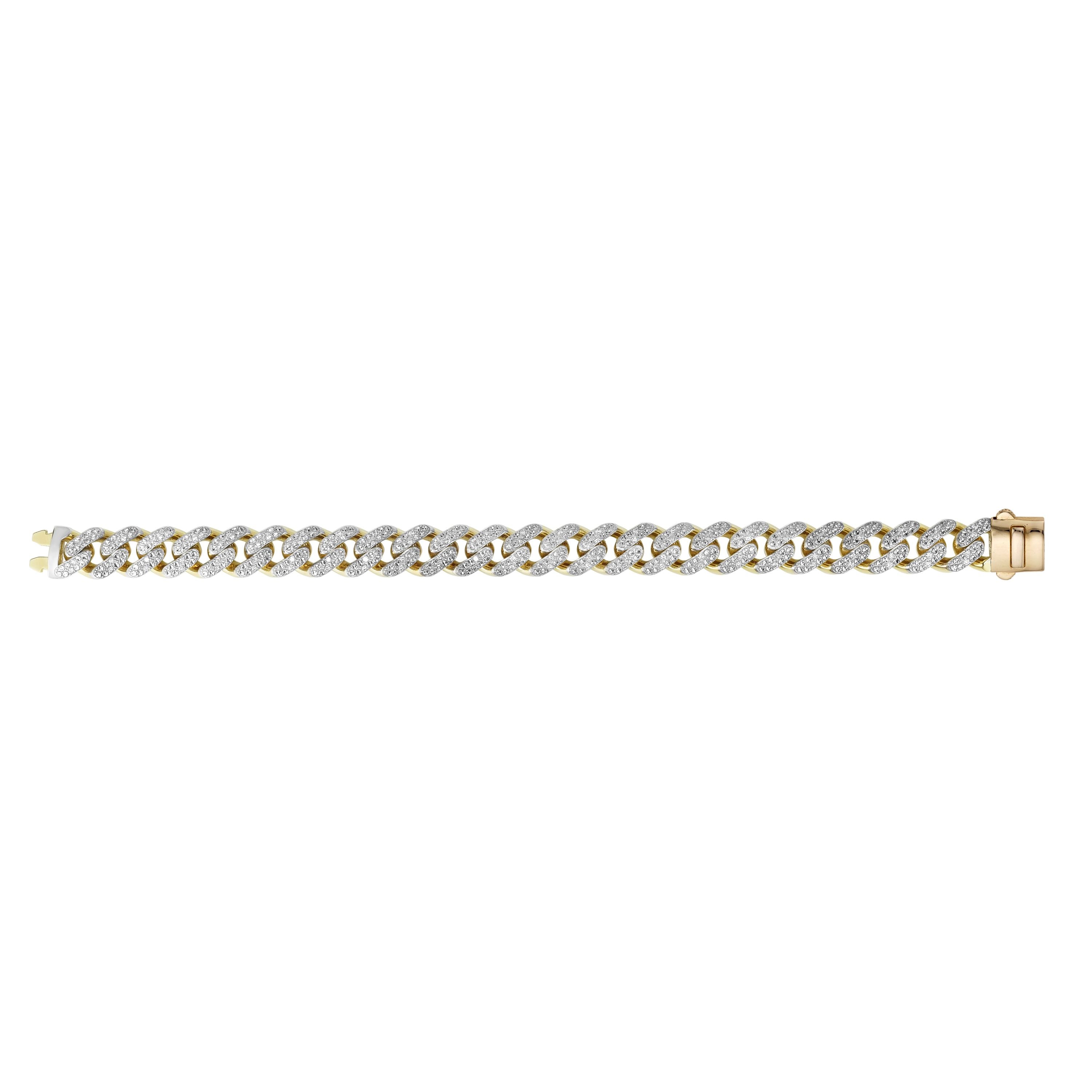 14K Yellow Gold 11.5mm Lite Miami Cuban 8.25" Chain Bracelet with Diamonds